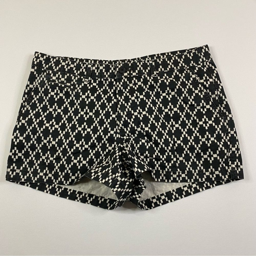 GAP Chino Shorts Womens 10R Black‎ Aztec Western Geometric Flat Front